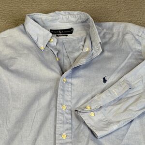 RALPH LAUREN  Shirt Mens 16.5 34/35 Blue Oxford Classic Fit Long Sleeve Pony VTG